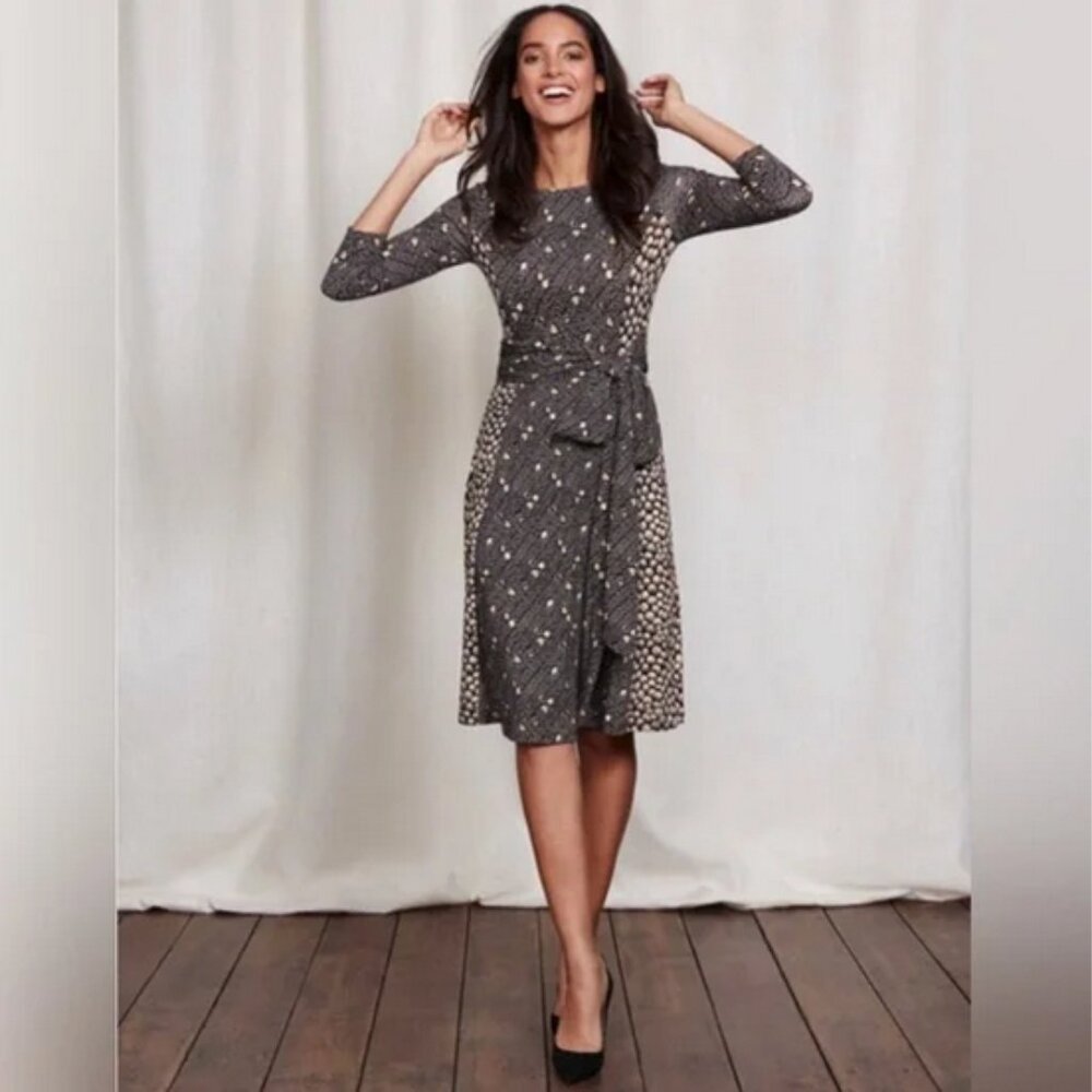 Boden Anna Hopscotch Tie Waist Dress, Size 8